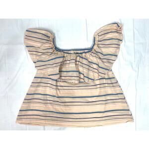 Lane Bryant Womens Top Size 14/16 Pink Striped Off Shoulder Peasant Shirt Boho